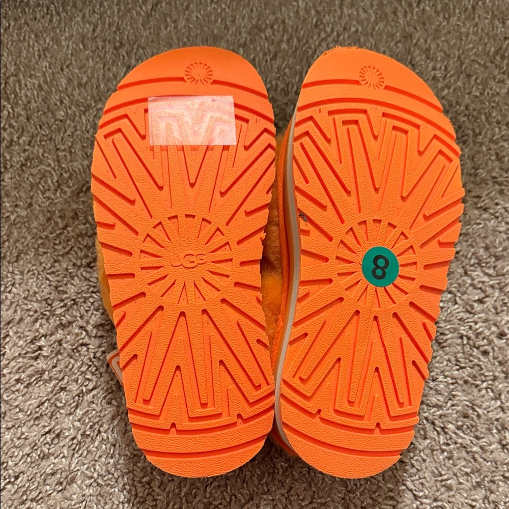 UGG Women's Bright Orange Fluffy Platform Slippers - Picture 2 of 3